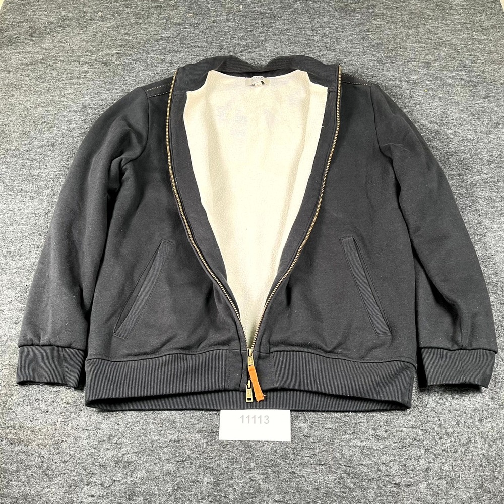 Frye And Co Bomber Jacket Mens LT Black Cotton Sherpa Lined Full Zip Winter